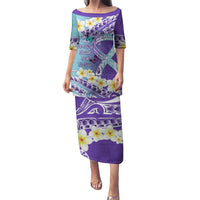 No Story Should End Too Soon Suicide Awareness Puletasi Purple And Teal Polynesian Ribbon LT14 Long Dress Purple - Polynesian Pride