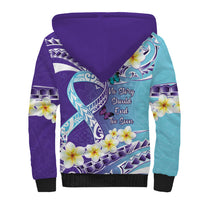 No Story Should End Too Soon Suicide Awareness Sherpa Hoodie Purple And Teal Polynesian Ribbon