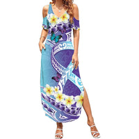 No Story Should End Too Soon Suicide Awareness Summer Maxi Dress Purple And Teal Polynesian Ribbon LT14 Women Purple - Polynesian Pride