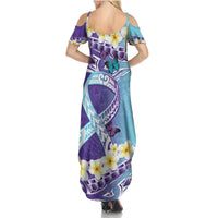 No Story Should End Too Soon Suicide Awareness Summer Maxi Dress Purple And Teal Polynesian Ribbon LT14 - Polynesian Pride
