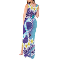 No Story Should End Too Soon Suicide Awareness Tank Maxi Dress Purple And Teal Polynesian Ribbon LT14 - Polynesian Pride