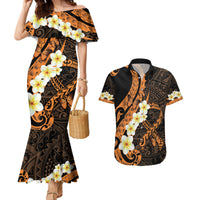 Liver Cancer Awareness Month Couples Matching Mermaid Dress and Hawaiian Shirt Awareness Is Key Orange Polynesian Ribbon LT14 Orange - Polynesian Pride