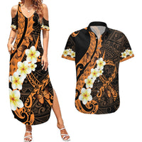 Liver Cancer Awareness Month Couples Matching Summer Maxi Dress and Hawaiian Shirt Awareness Is Key Orange Polynesian Ribbon LT14 Orange - Polynesian Pride