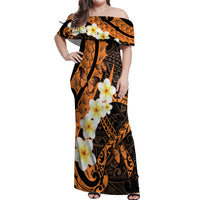 Liver Cancer Awareness Month Off Shoulder Maxi Dress Awareness Is Key Orange Polynesian Ribbon LT14 Women Orange - Polynesian Pride