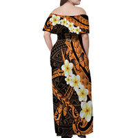 Liver Cancer Awareness Month Off Shoulder Maxi Dress Awareness Is Key Orange Polynesian Ribbon LT14 - Polynesian Pride