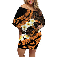 Liver Cancer Awareness Month Off Shoulder Short Dress Awareness Is Key Orange Polynesian Ribbon LT14 Women Orange - Polynesian Pride