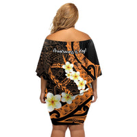 Liver Cancer Awareness Month Off Shoulder Short Dress Awareness Is Key Orange Polynesian Ribbon LT14 - Polynesian Pride
