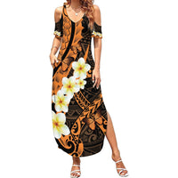 Liver Cancer Awareness Month Summer Maxi Dress Awareness Is Key Orange Polynesian Ribbon LT14 Women Orange - Polynesian Pride