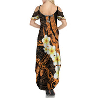 Liver Cancer Awareness Month Summer Maxi Dress Awareness Is Key Orange Polynesian Ribbon LT14 - Polynesian Pride