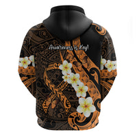 Liver Cancer Awareness Month Zip Hoodie Awareness Is Key Orange Polynesian Ribbon