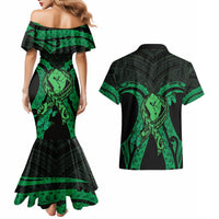 ADHD Awareness Month You Matter Couples Matching Mermaid Dress and Hawaiian Shirt Green Polynesian Ribbon LT14 - Polynesian Pride