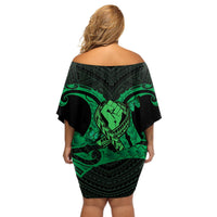 ADHD Awareness Month You Matter Off Shoulder Short Dress Green Polynesian Ribbon LT14 - Polynesian Pride