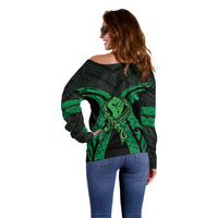 ADHD Awareness Month You Matter Off Shoulder Sweater Green Polynesian Ribbon