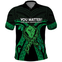 ADHD Awareness Month You Matter Polo Shirt Green Polynesian Ribbon