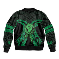 ADHD Awareness Month You Matter Sleeve Zip Bomber Jacket Green Polynesian Ribbon