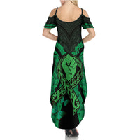 ADHD Awareness Month You Matter Summer Maxi Dress Green Polynesian Ribbon LT14 - Polynesian Pride