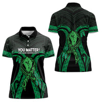 ADHD Awareness Month You Matter Women Polo Shirt Green Polynesian Ribbon LT14 - Polynesian Pride