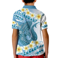 Blue Hawaii Shark Tattoo Kid Polo Shirt Frangipani With Polynesian Pastel Version