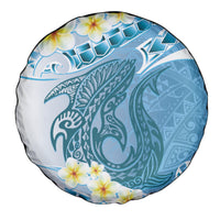 Blue Hawaii Shark Tattoo Spare Tire Cover Frangipani With Polynesian Pastel Version