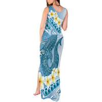 Blue Hawaii Shark Tattoo Tank Maxi Dress Frangipani With Polynesian Pastel Version LT14 - Polynesian Pride