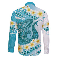 Turquoise Hawaii Shark Tattoo Family Matching Mermaid Dress and Hawaiian Shirt Frangipani With Polynesian Pastel Version