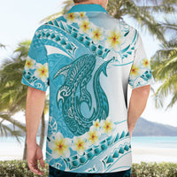 Turquoise Hawaii Shark Tattoo Hawaiian Shirt Frangipani With Polynesian Pastel Version LT14 - Polynesian Pride