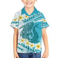 Turquoise Hawaii Shark Tattoo Hawaiian Shirt Frangipani With Polynesian Pastel Version LT14 - Polynesian Pride