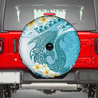 Turquoise Hawaii Shark Tattoo Spare Tire Cover Frangipani With Polynesian Pastel Version