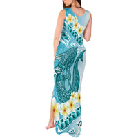 Turquoise Hawaii Shark Tattoo Tank Maxi Dress Frangipani With Polynesian Pastel Version LT14 - Polynesian Pride