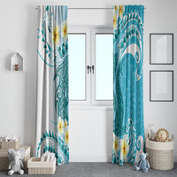 Turquoise Hawaii Shark Tattoo Window Curtain Frangipani With Polynesian Pastel Version