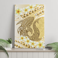 Gold Hawaii Shark Tattoo Canvas Wall Art Frangipani With Polynesian Pastel Version