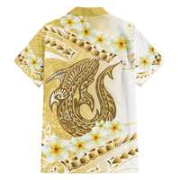 Gold Hawaii Shark Tattoo Hawaiian Shirt Frangipani With Polynesian Pastel Version LT14 - Polynesian Pride