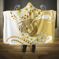 Gold Hawaii Shark Tattoo Hooded Blanket Frangipani With Polynesian Pastel Version LT14 One Size Gold - Polynesian Pride