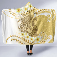 Gold Hawaii Shark Tattoo Hooded Blanket Frangipani With Polynesian Pastel Version LT14 - Polynesian Pride