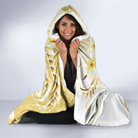 Gold Hawaii Shark Tattoo Hooded Blanket Frangipani With Polynesian Pastel Version LT14 - Polynesian Pride
