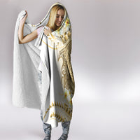 Gold Hawaii Shark Tattoo Hooded Blanket Frangipani With Polynesian Pastel Version LT14 - Polynesian Pride