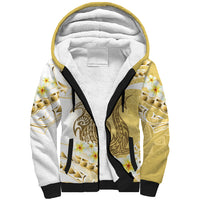 Gold Hawaii Shark Tattoo Sherpa Hoodie Frangipani With Polynesian Pastel Version LT14 Unisex Gold - Polynesian Pride