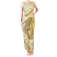 Gold Hawaii Shark Tattoo Tank Maxi Dress Frangipani With Polynesian Pastel Version LT14 Women Gold - Polynesian Pride