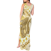 Gold Hawaii Shark Tattoo Tank Maxi Dress Frangipani With Polynesian Pastel Version LT14 - Polynesian Pride