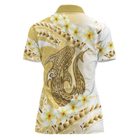 Gold Hawaii Shark Tattoo Women Polo Shirt Frangipani With Polynesian Pastel Version