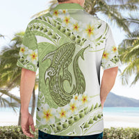 Green Hawaii Shark Tattoo Hawaiian Shirt Frangipani With Polynesian Pastel Version LT14 - Polynesian Pride