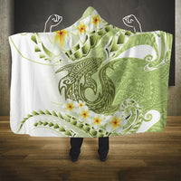 Green Hawaii Shark Tattoo Hooded Blanket Frangipani With Polynesian Pastel Version LT14 One Size Green - Polynesian Pride