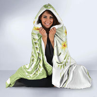 Green Hawaii Shark Tattoo Hooded Blanket Frangipani With Polynesian Pastel Version LT14 - Polynesian Pride
