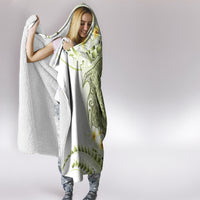 Green Hawaii Shark Tattoo Hooded Blanket Frangipani With Polynesian Pastel Version LT14 - Polynesian Pride