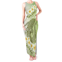 Green Hawaii Shark Tattoo Tank Maxi Dress Frangipani With Polynesian Pastel Version LT14 Women Green - Polynesian Pride