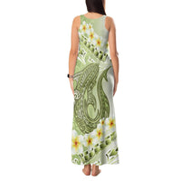 Green Hawaii Shark Tattoo Tank Maxi Dress Frangipani With Polynesian Pastel Version LT14 - Polynesian Pride