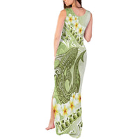 Green Hawaii Shark Tattoo Tank Maxi Dress Frangipani With Polynesian Pastel Version LT14 - Polynesian Pride