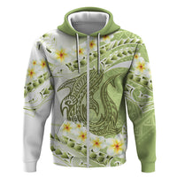 Green Hawaii Shark Tattoo Zip Hoodie Frangipani With Polynesian Pastel Version