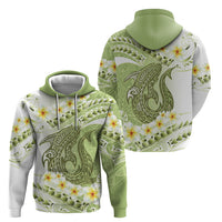 Green Hawaii Shark Tattoo Zip Hoodie Frangipani With Polynesian Pastel Version