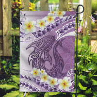 Purple Hawaii Shark Tattoo Garden Flag Frangipani With Polynesian Pastel Version LT14 Garden Flag Purple - Polynesian Pride